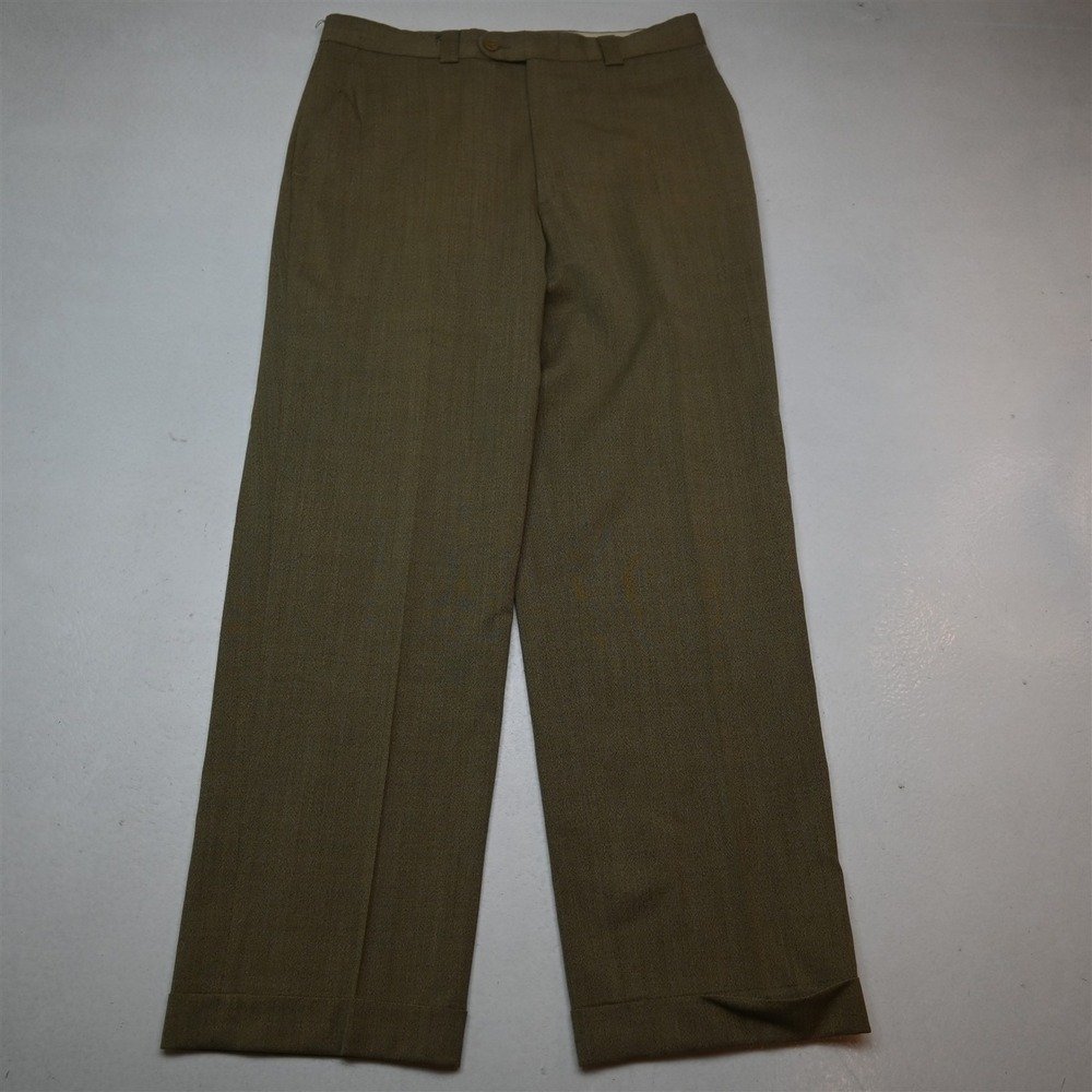 Marzotto 32x30 Tan Brown‎ 100% Wool Flat Front Straight Cuffed Dress Mens Pants